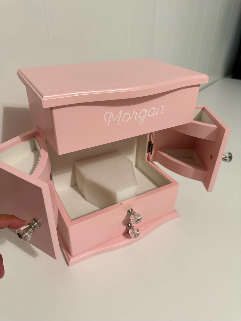 Pottery Barn Kids Pink Jewelry Armoire with Crystal Knobs